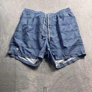 OAS Mens Swim Trunks XXL Blue Geometric Maze Pattern‎ Fast Drying Mesh Lined